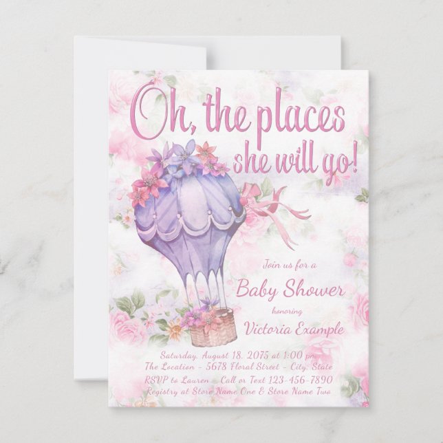 Hot Air Balloon Baby Shower Einladungen (Vorderseite)