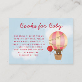 Hot Air Balloon Baby Shower Girl Book Request Begleitkarte