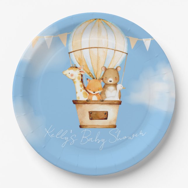 Hot Air Balloon Baby Shower Paper Plate Pappteller (Vorderseite)