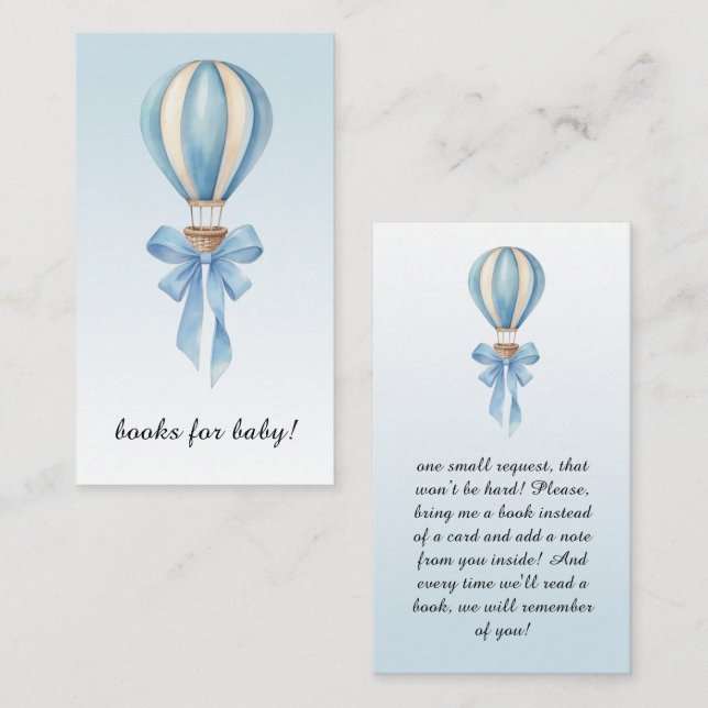 Hot Air Balloon Boy Baby Shower Books for Baby Begleitkarte (Vorne/Hinten)