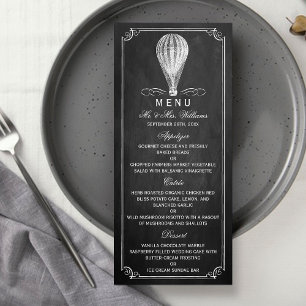 Hot Air Balloon Chalkboard Wedelmenü Werbekarte