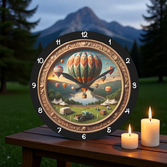 Hot Air Balloon Festival Ornate Große Wanduhr (Von Creator hochgeladen)