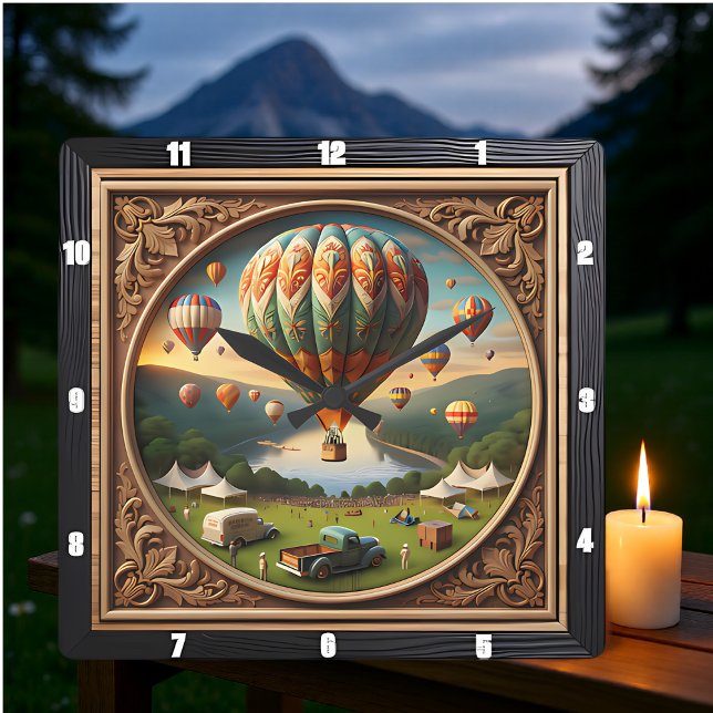 Hot Air Balloon Festival Square Quadratische Wanduhr (Von Creator hochgeladen)