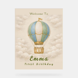 Hot Air Balloon First Birthday Acrylic Sign Acrylschild
