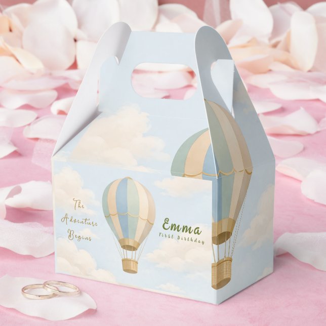 Hot Air Balloon First Birthday Favor Boxes Geschenkschachtel (Hochzeit)