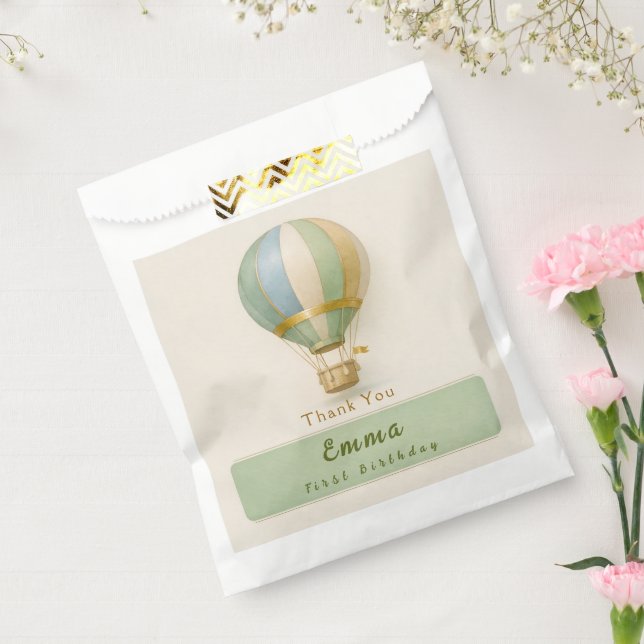 Hot Air Balloon First Birthday Thank You Favor Bag Geschenktütchen (Versiegelt)