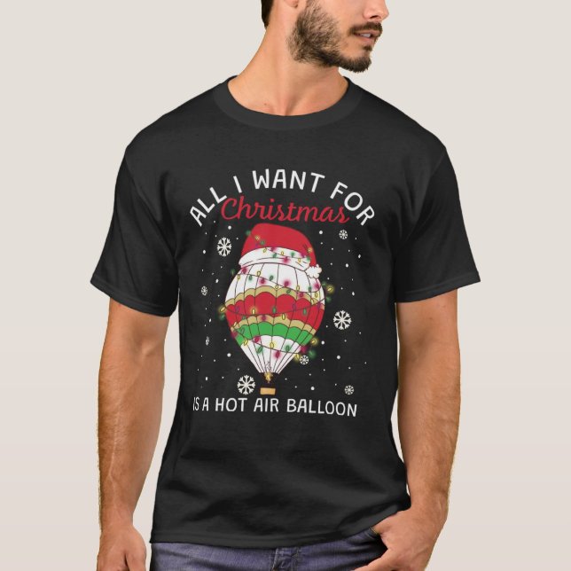 Hot Air Balloon For Christmas T-Shirt (Vorderseite)