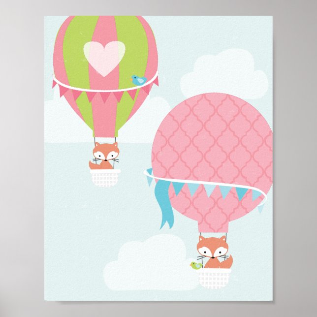 Hot Air Balloon Kinderzimmer Poster (Vorne)