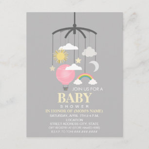 Hot Air Balloon Mobile Girl Modern Baby Dusche Einladung