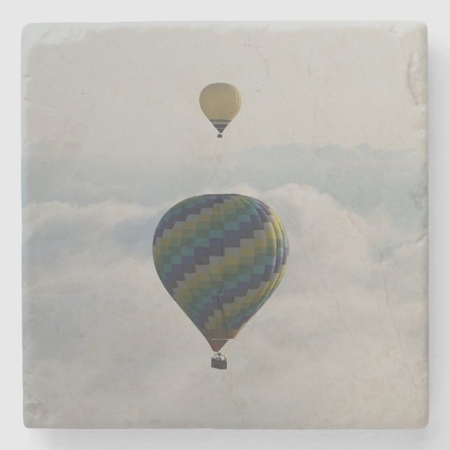Hot Air Balloon Over Cloudy Tuscan Sky Steinuntersetzer (Vorderseite)