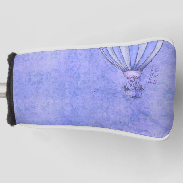 Hot Air Balloon Paper Texture - Blue Golf Headcover (Vorderseite)