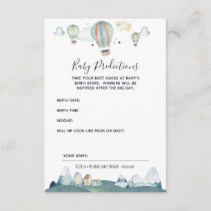 Hot Air Balloon Party Baby Predictions Card Begleitkarte