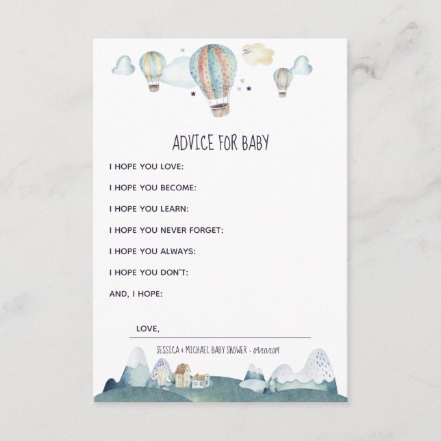 Hot Air Balloon Party wünscht Baby Adress Card Begleitkarte (Vorderseite)