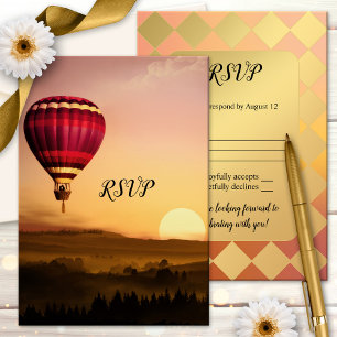 Hot Air Balloon Sunset Wedding RSVP Card Einladung