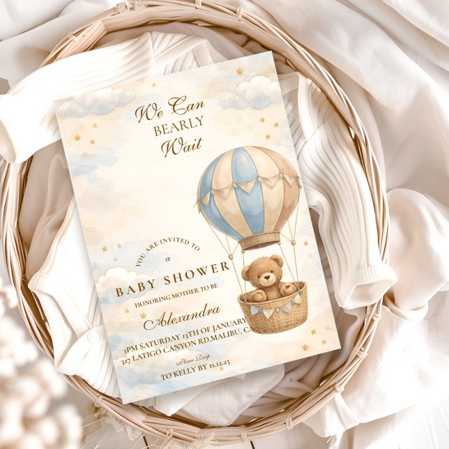 Hot Air Balloon Teddy Bear Baby Shower Einladung (Von Creator hochgeladen)
