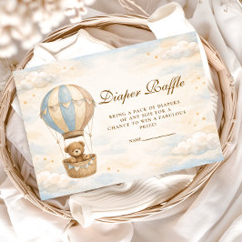 Hot Air Balloon Teddy Bear Diapper Raffle Begleitkarte