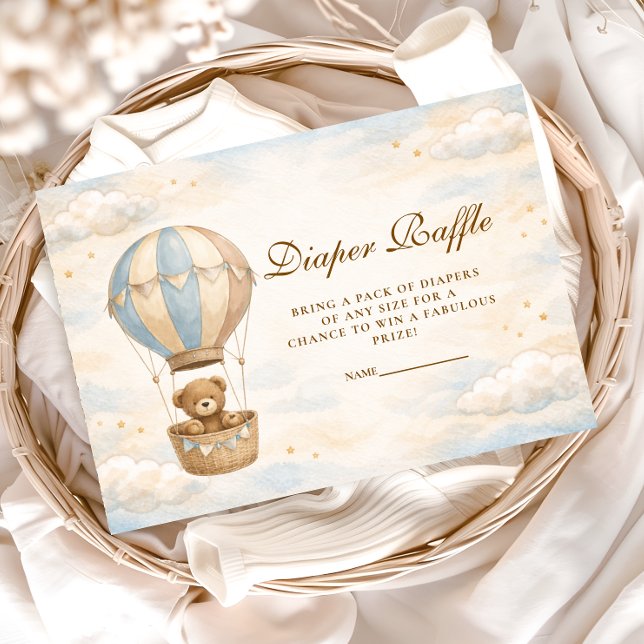 Hot Air Balloon Teddy Bear Diapper Raffle Begleitkarte (Von Creator hochgeladen)
