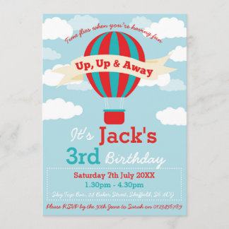 Hot Air Balloon zum Thema Geburtstagsfeier Einladung