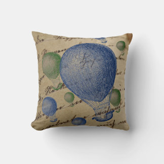 Hot Air Balloons auf Handschrift Hintergrund Baumw Kissen