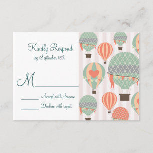 Hot Air Balloons mit Herz-Wedding RSVP Cards