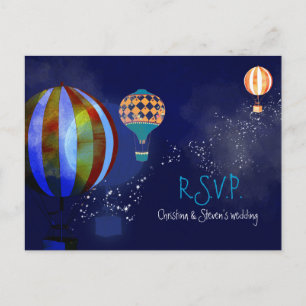 Hot Air Balloons Navy Wedding RSVP Einladungspostkarte