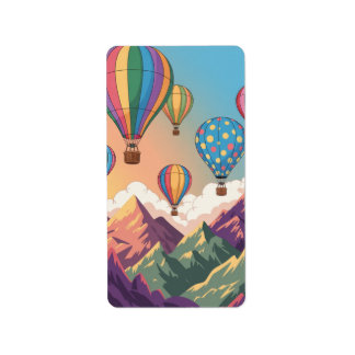 Hot air balloons over mountains Puzzle Adressaufkleber