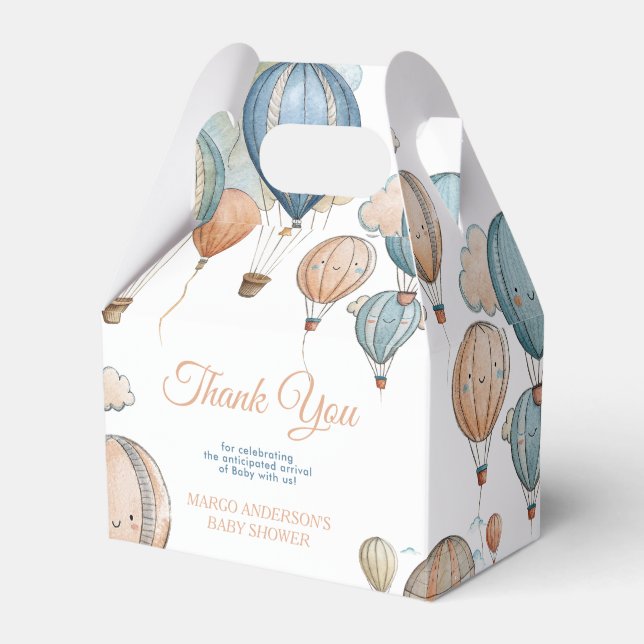 Hot Air Balloons Pastel Boy Travel Baby Dusche Geschenkschachtel (Vorderseite)