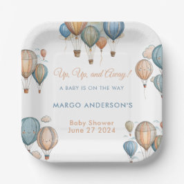 Hot Air Balloons Pastel Boy Travel Baby Dusche Pappteller