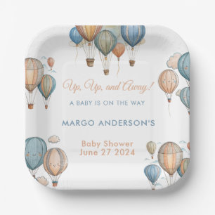 Hot Air Balloons Pastel Boy Travel Baby Dusche Pappteller