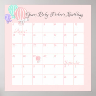 Hot Air Balloons, raten Sie Baby's due Date Poster