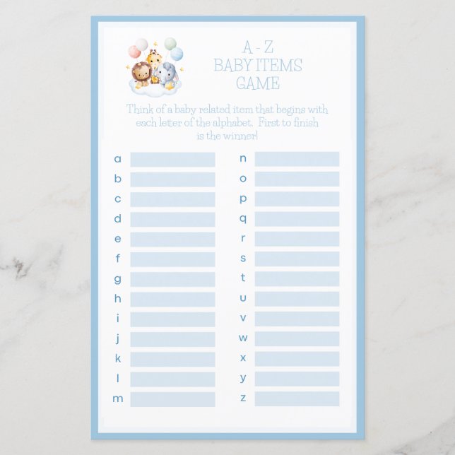 Hot Air Balloons Tiere A-Z Baby Showspiel (Vorderseite)