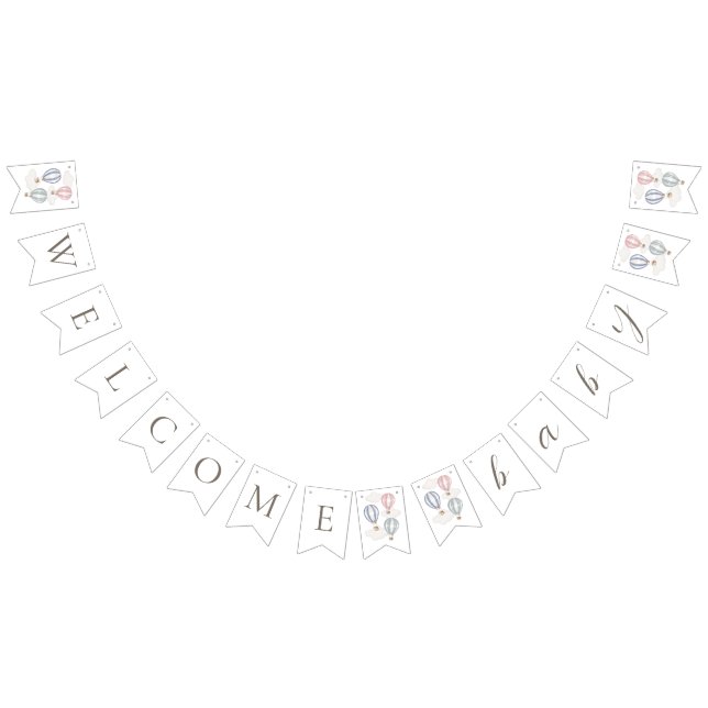 Hot Air Balloons Welcome Baby Bunting Flags Wimpelkette (Alle)