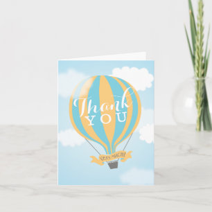 Hot Air Blue Yellow Balloon Danke Note Card