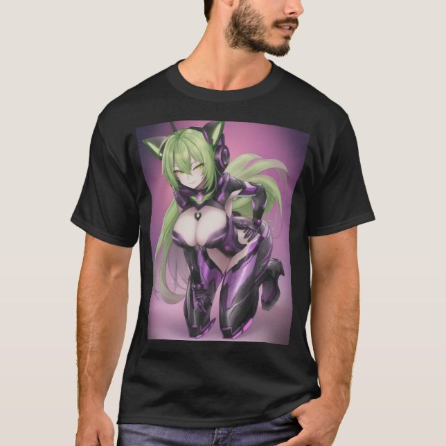 Hot Anime Android Catgirl T-Shirt (Vorderseite)