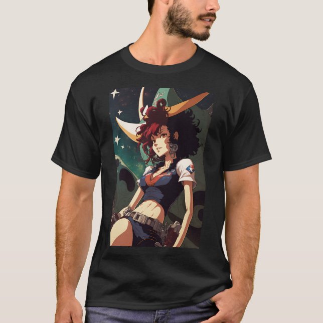 Hot Anime Girl Space Cowboy Ranger T-Shirt (Vorderseite)