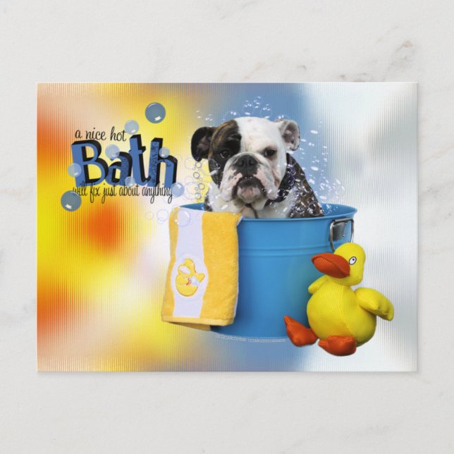 Hot Bath - English Bulldog - Delilah Postkarte (Vorderseite)