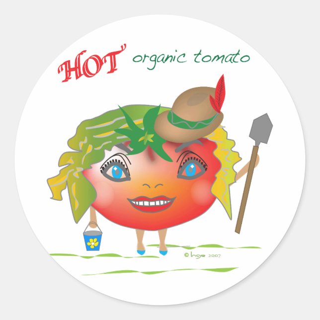 Hot Bio Tomato Runder Aufkleber (Vorderseite)