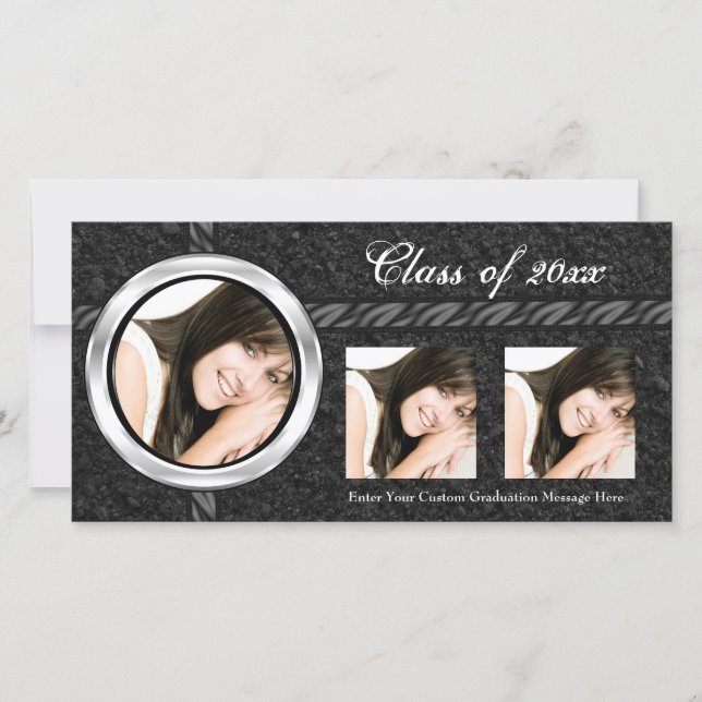 Hot Black Abschluss Announction Foto Card Ankündigung (Vorderseite)