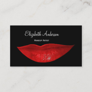 Hot Black Cosmetology Red Lips Makeup Artist Visitenkarte