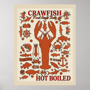 Hot Books Crawfish Sign Poster