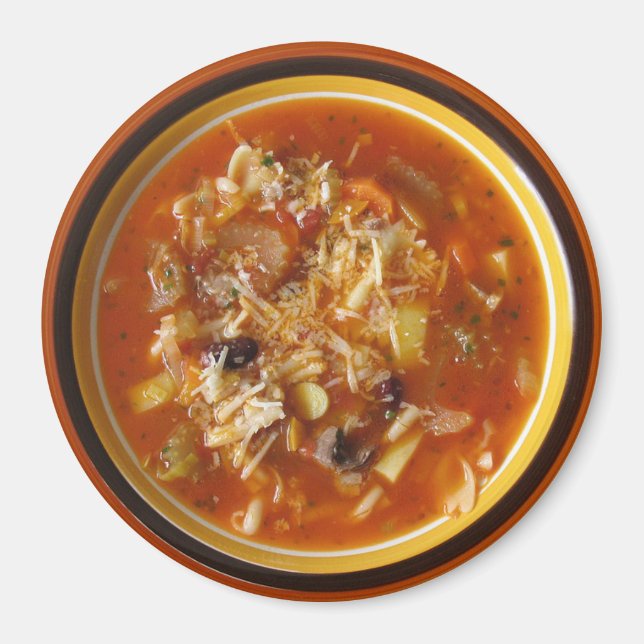 Hot Bowl of Minestrone Soup Kühlschrank Magnet (Vorne)