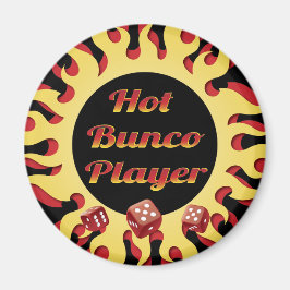 Hot-Bunco-Spieler mit roten Würfeln Magnet
