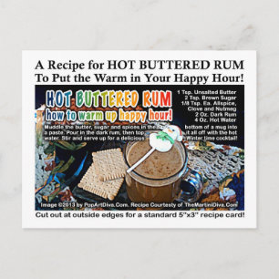 HOT BUTTERED RUM RECIPE POSTCARD POSTKARTE