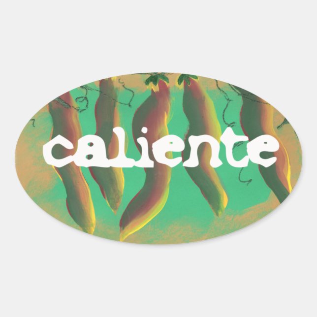 Hot Caliente Jalapeno Paprikaschoten Ovaler Aufkleber (Vorderseite)