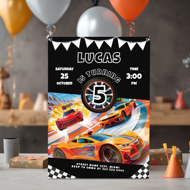 Hot Cars Race Birthday Party Einladung (Von Creator hochgeladen)