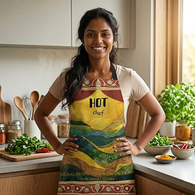 Hot Chef Spice & Soul Indian Peacock Schürze (Hot Chef Spice and Soul Indian Peacock Apron - customizable - with option to add a logo)