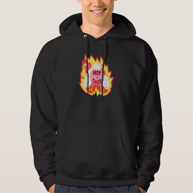 Hot Chick On Fire Chicken Hoodie (Vorderseite)