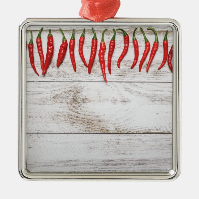 Hot Chile Peppers Border Ornament Aus Metall (Vorne)