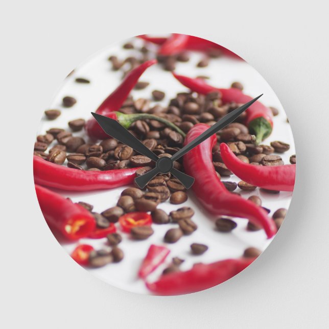 Hot Chili Café Runde Wanduhr (Vorderseite)