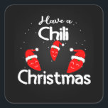 Hot Chili Pepper Christmas Design, Unisex Quadratischer Aufkleber<br><div class="desc">Für alle Hot Chili Pepper Fans ein Weihnachtskonzept für den Chili.</div>